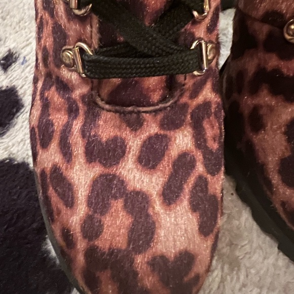 Aldo Cheetah Print High Heel Combat Boots - Picture 4 of 6